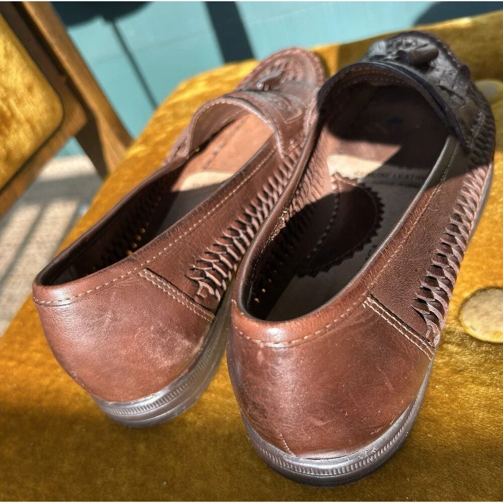 Vintage Stacy Adams Woven Leather Loafers Men’s Size 9 Mahogany Made In Brazil